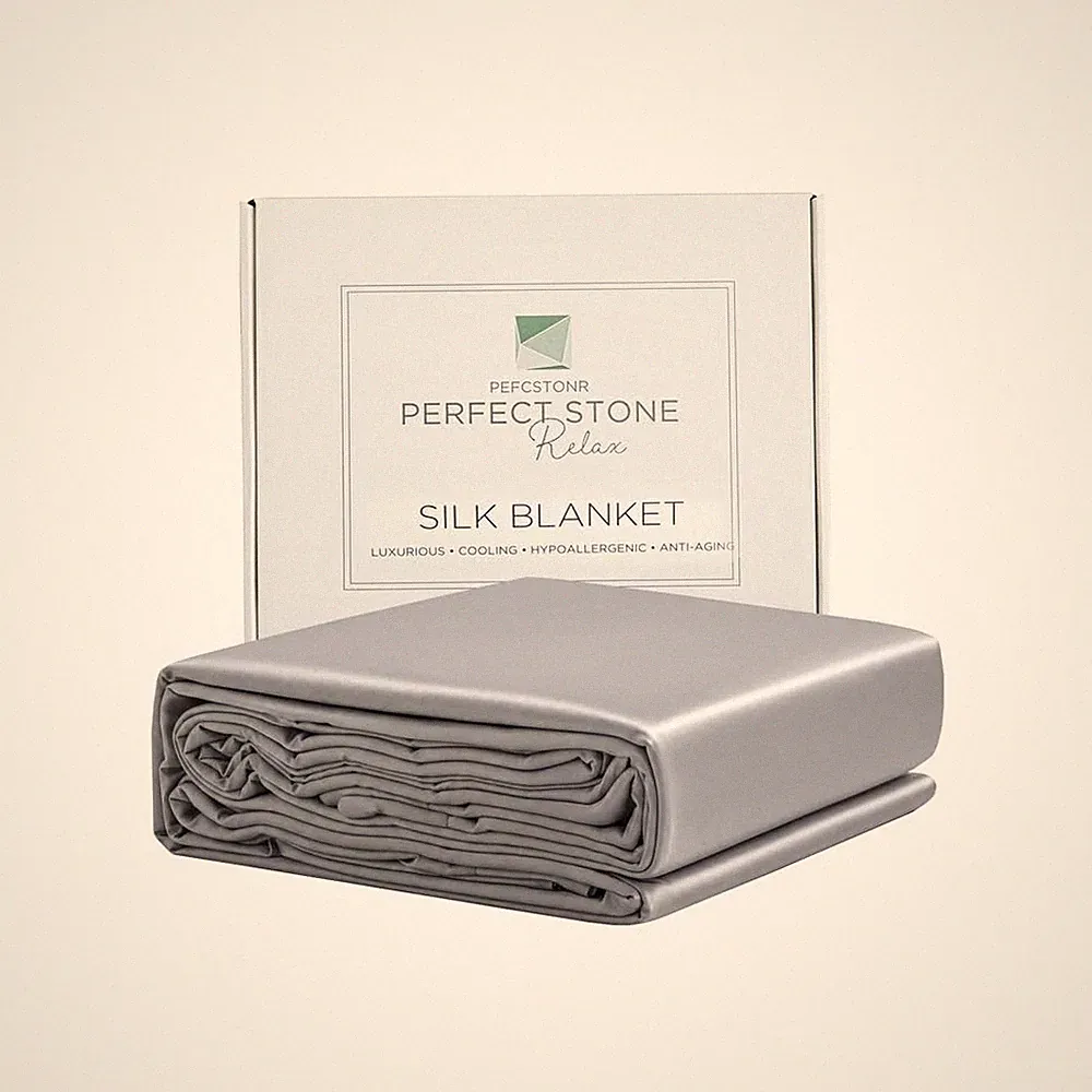 Luxury Silk Blanket for Bed, Thin Lightweight Throw Blanket for Couch, Double...