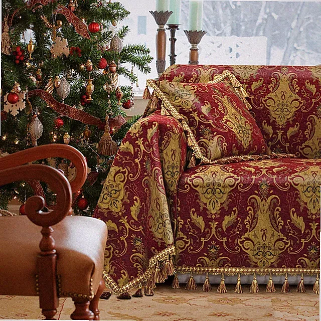 Luxury Sofa Covers, Classic Damask Jacquard Thick Chenille Couch Cover Furnit...