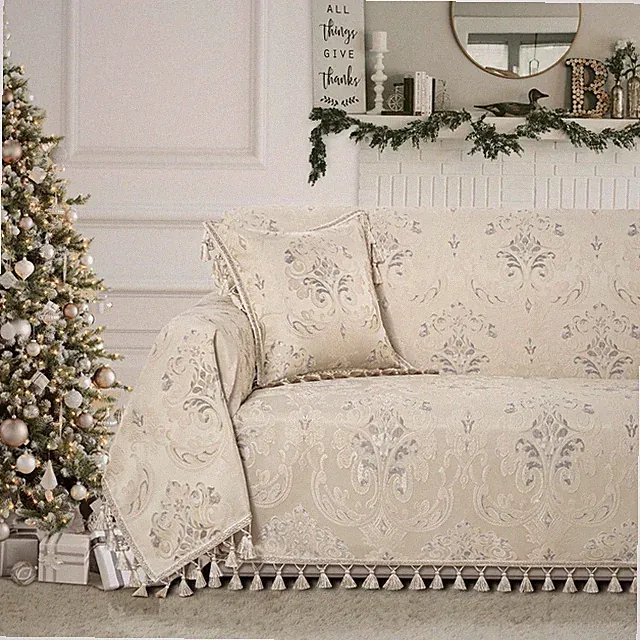 Luxury Sofa Covers, Classic Damask Jacquard Thick Chenille Couch Cover Furnit...