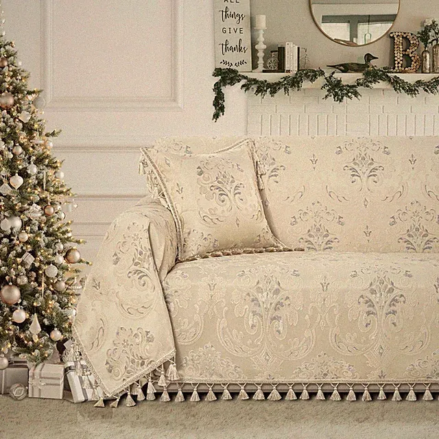Luxury Sofa Covers for Couch 71x118 Inch, Light Apricot