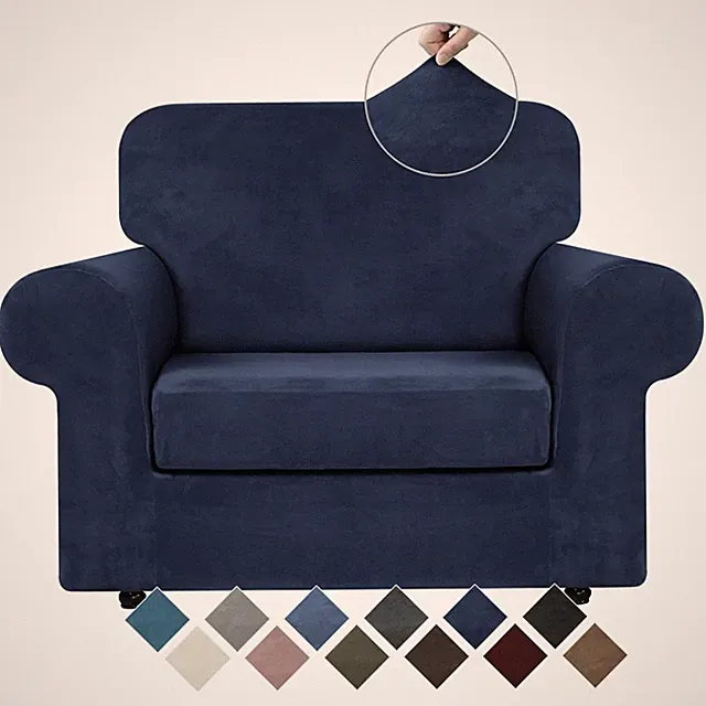 Luxury Stretch Velvet Couch Protector - Navy Blue