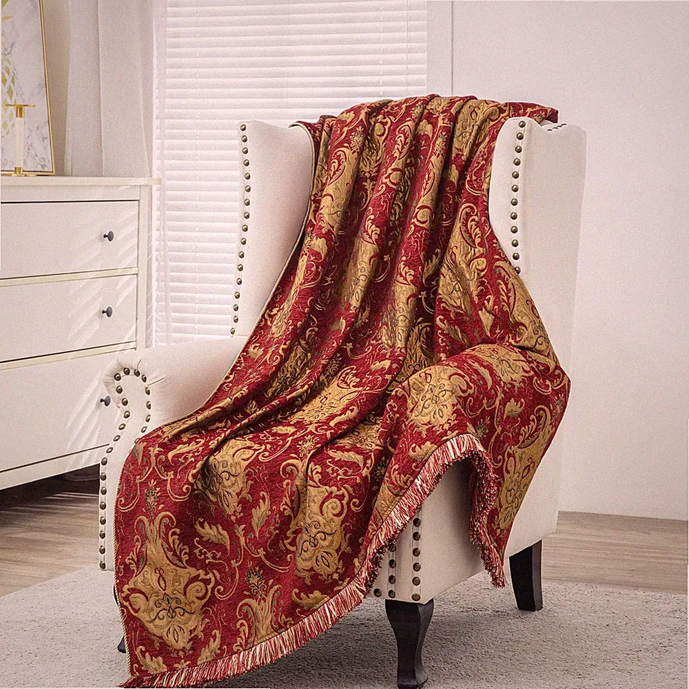 Luxury Throw Blankets for Bed, Classic Damask Jacquard Bed Throws with Fringe...