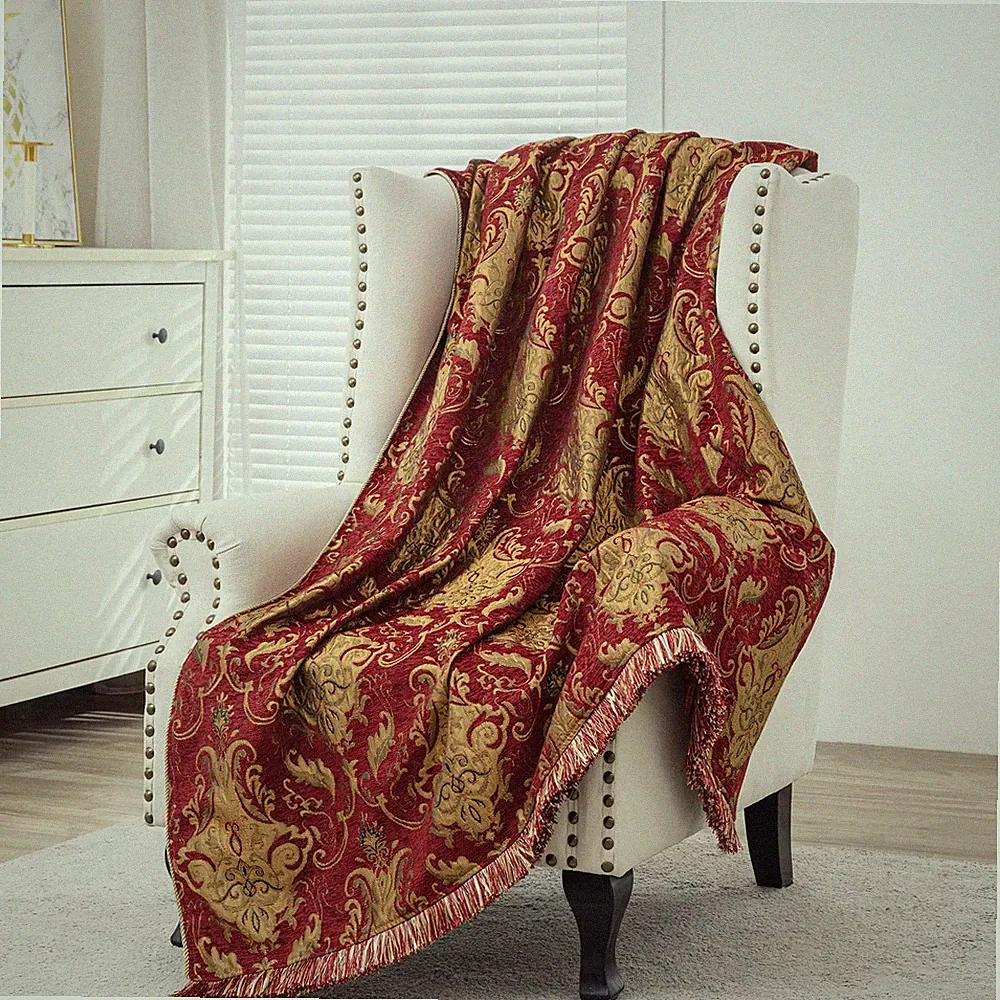 Luxury Throw Blankets for Bed, Classic Damask Jacquard Bed Throws with Fringe...