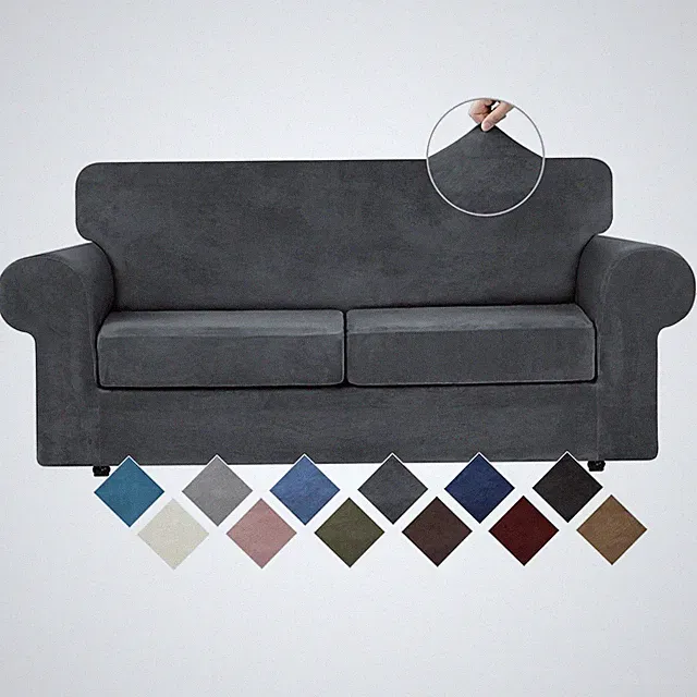 Luxury Velvet 2 Piece Couch Covers Sofa Cushion Stretch Protector Set Slipcover
