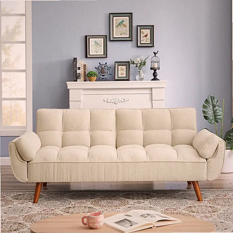 Luxury Velvet Adjustable Loveseat Sofa Bed, Mid-Century Design, Easy Assembly