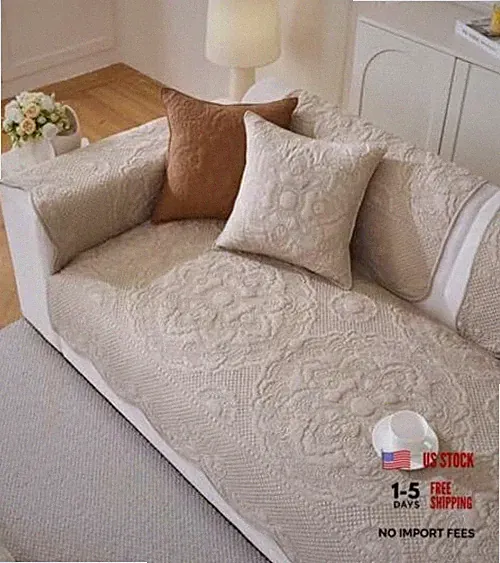 Luxury Vintage Cotton Embroidery Sofa Cover Soft Farmhouse Seat Cushion Cover