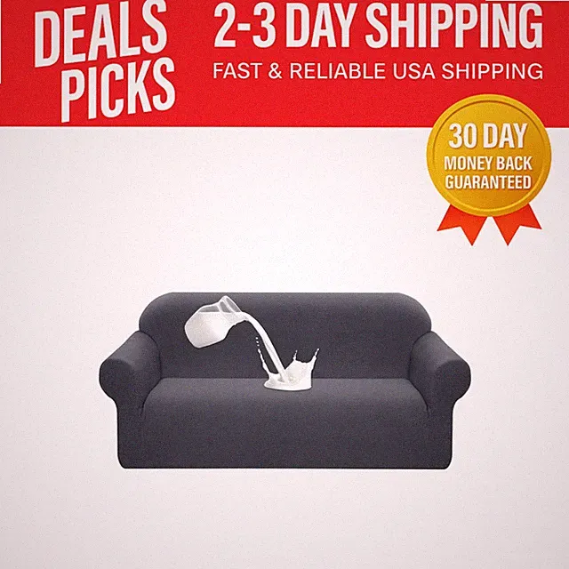 Luxury Water Repellent Sofa Cover - Large High Stretch Slipcover, Grey Elegance