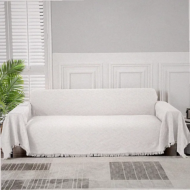 Luxury White Sofa Covers for 3 Cushion Couch - Washable & Pet Friendly