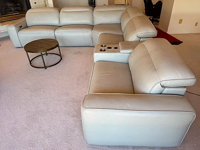 Luxury White Top-Grain Leather Power Reclining Sectional