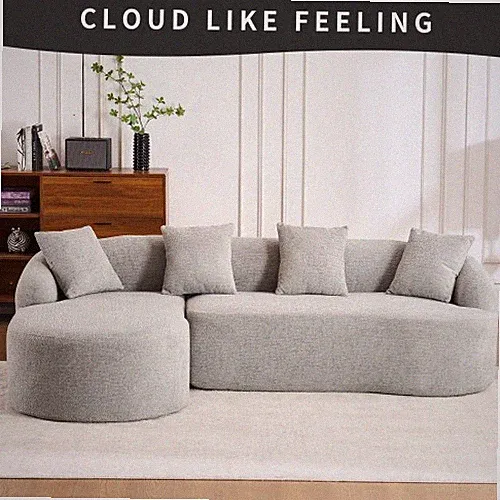 LY‑022 Modular L‑Shape Sectional Sofa – Gray Chenille, Full Compression Sponge