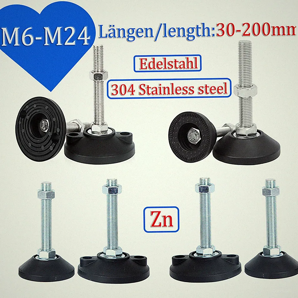 M6 M8 M10 - M24 Levelling Height Adjustable Machine Furniture Feet with Lock Nut