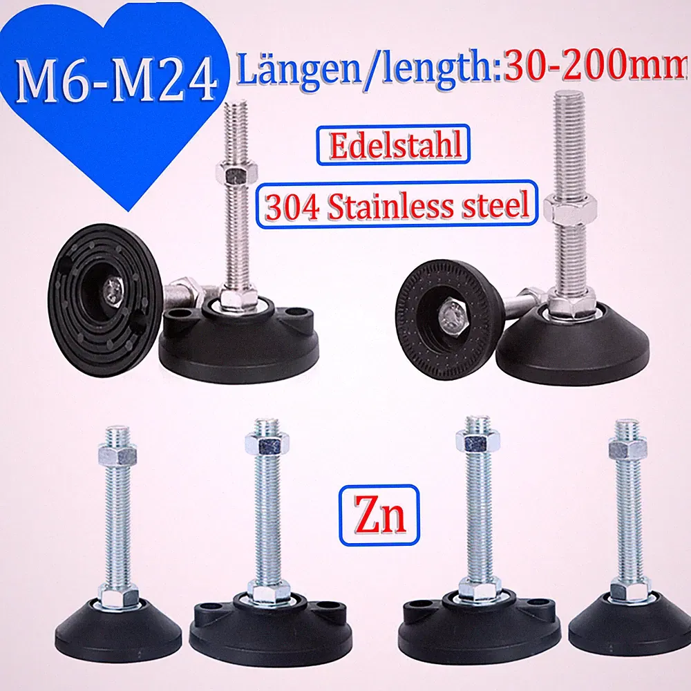M6 M8 M10 - M24 with Lock Nut Levelling Height Adjustable Machine Furniture Feet