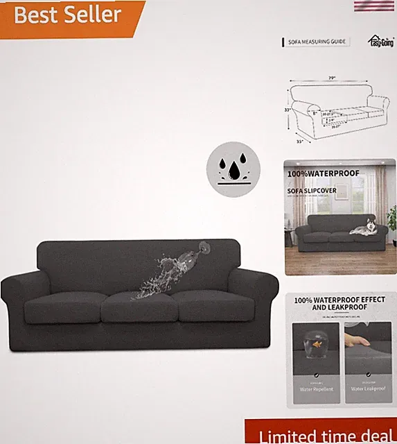 Machine Washable 100% Waterproof Sofa Cover for Large Sofas - Dark Gray Elegance