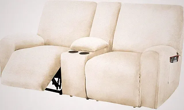 Machine Washable Ivory Velvet Loveseat Slipcover - Sturdy & Stylish Design