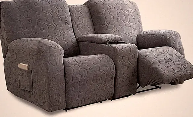 Machine Washable Recliner Loveseat Cover for 2-Seater - Soft Fleece with Pockets