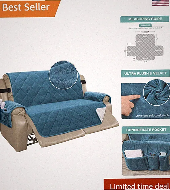Machine Washable Velvet Couch Cover for 2 Cushion Recliners - Chic Peacock Blue