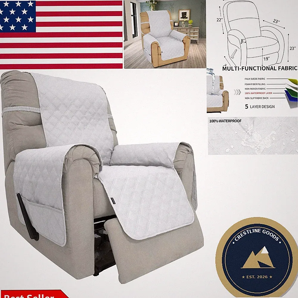 Machine Washable Waterproof Couch Cover for Small Recliner - Casual Elegance