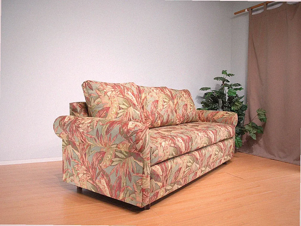 Made in USA Hardwood Sofa Couch Tropical Design (#9052-PJ)