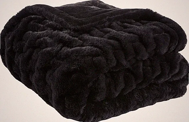 Madison Park Ruched Luxury Throw Premium Soft Cozy Brushed Long Faux Fur for Bed