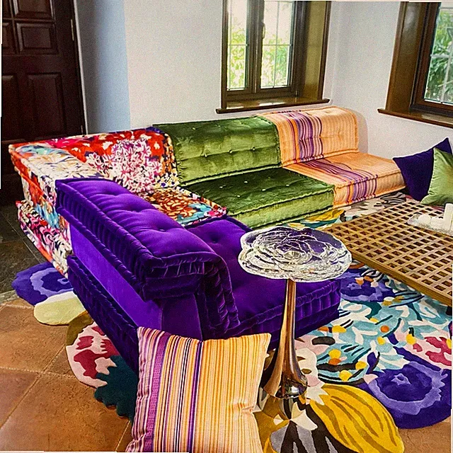 Mah Jong French Daybed Floor Sofa Couch Fully Customized full set As Shown