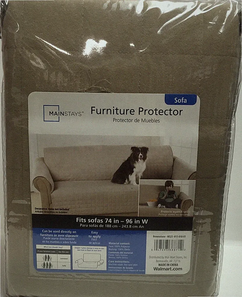 Mainstays 1-Piece Stretch Sofa Protector 74" x 96" w Tan New in Package