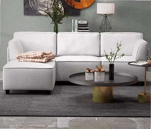 Mainstays 4-Piece Modular Sectional Sofa with Ottoman, Light Gray