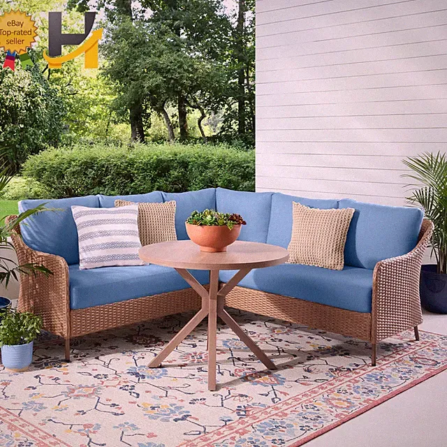 Mainstays Chelsea Outdoor Patio 4-Pieces Sectional Dining Set, Blue
