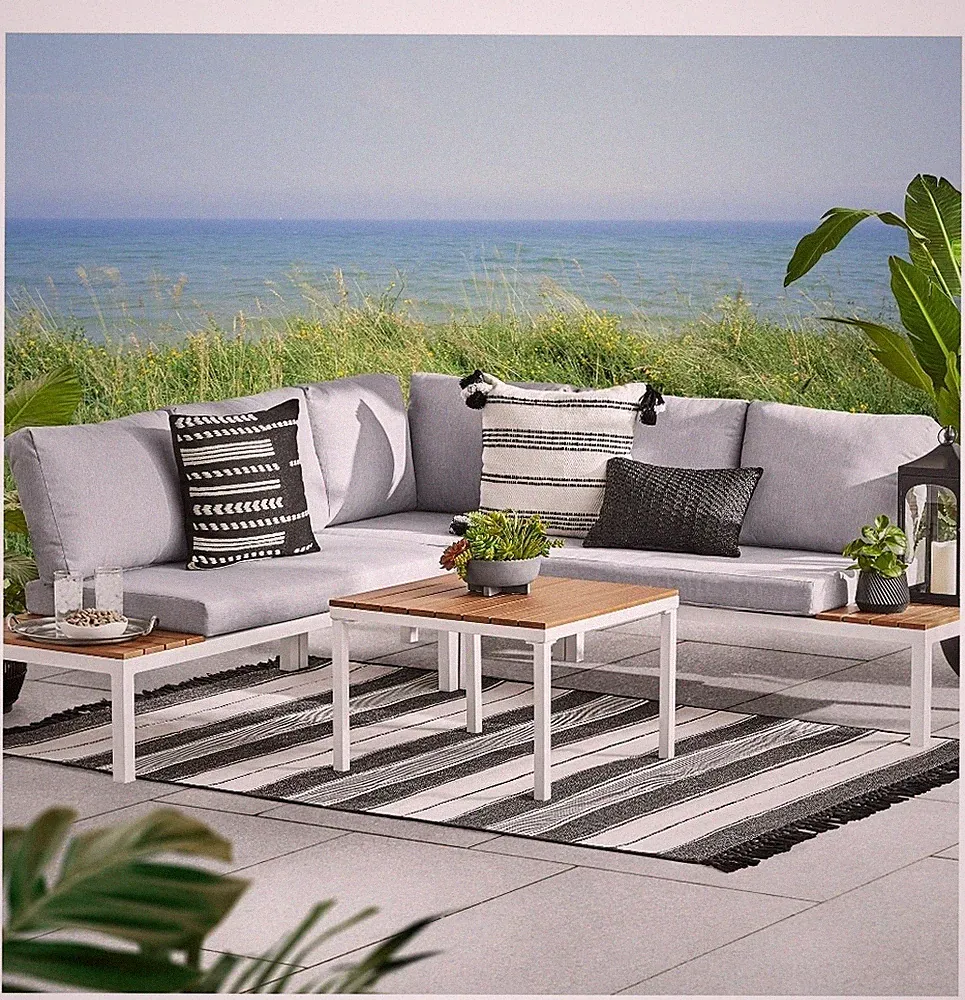 Mainstays Westmont 4-Piece Cushion Outdoor Chaise Sectional, White