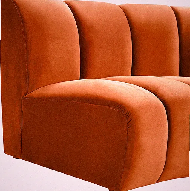 Maklaine 10-Piece Contemporary Velvet Modular Sectional in Mahogany