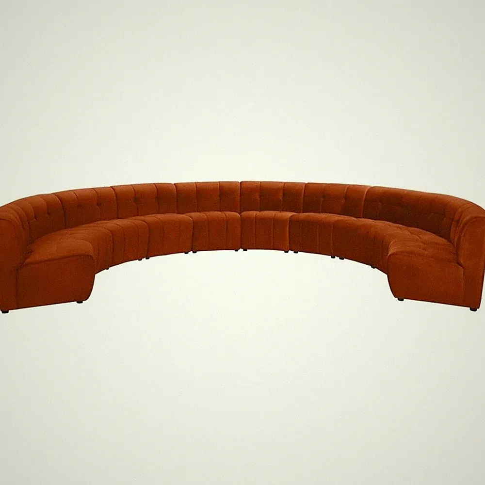 Maklaine 10-Piece Modular Contemporary Velvet Sectional Sofa in Mahogany