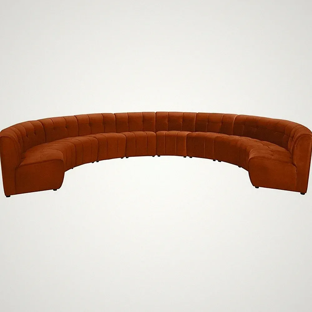 Maklaine 10-Piece Modular Contemporary Velvet Sectional Sofa in Mahogany