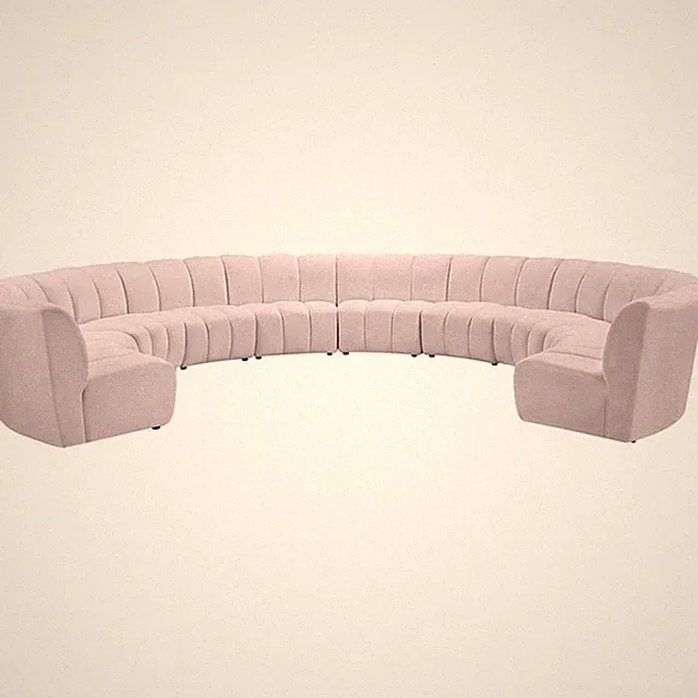 Maklaine 10-Piece Modular Contemporary Velvet Sectional Sofa - Pink