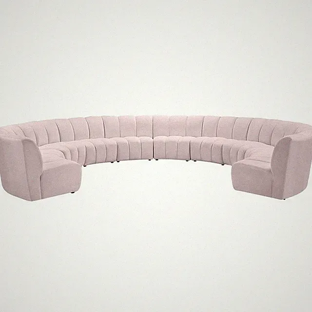 Maklaine 10-Piece Modular Contemporary Velvet Sectional Sofa - Pink