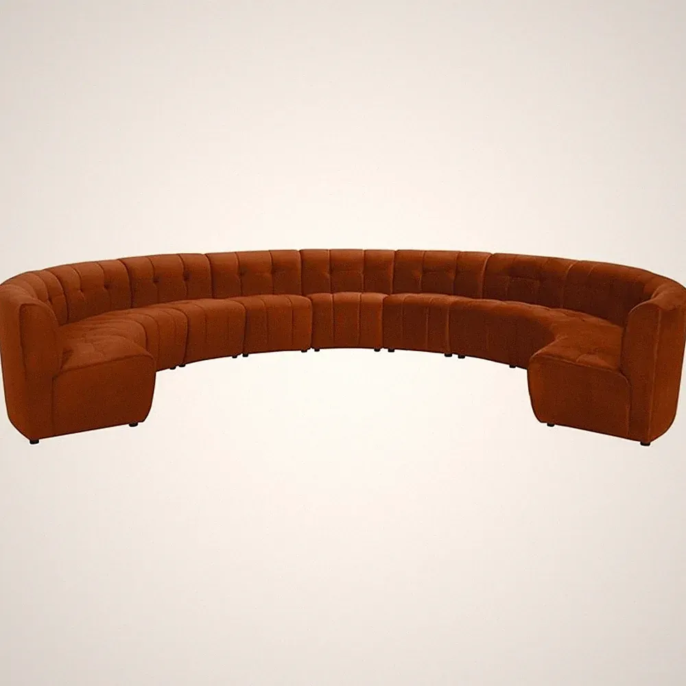 Maklaine 11-Piece Modular Contemporary Velvet Sectional Sofa in Mahogany