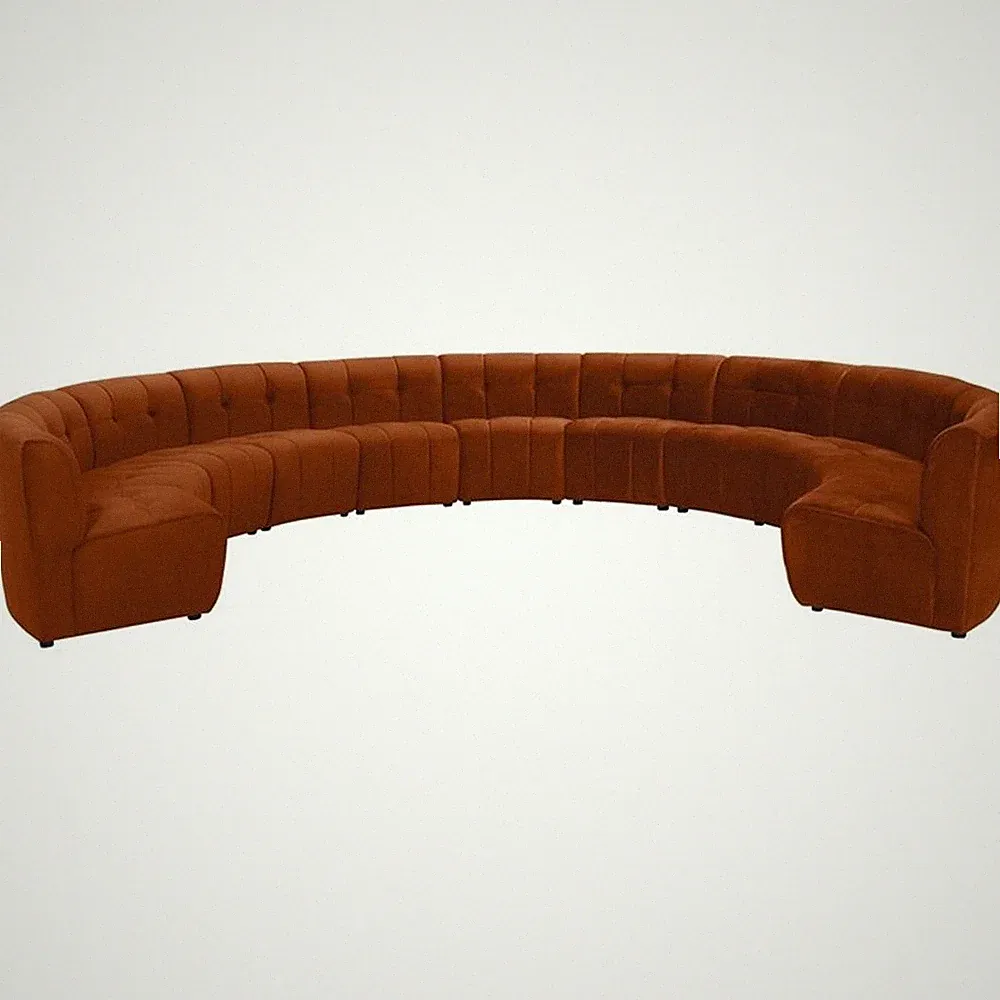 Maklaine 11-Piece Modular Contemporary Velvet Sectional Sofa in Mahogany