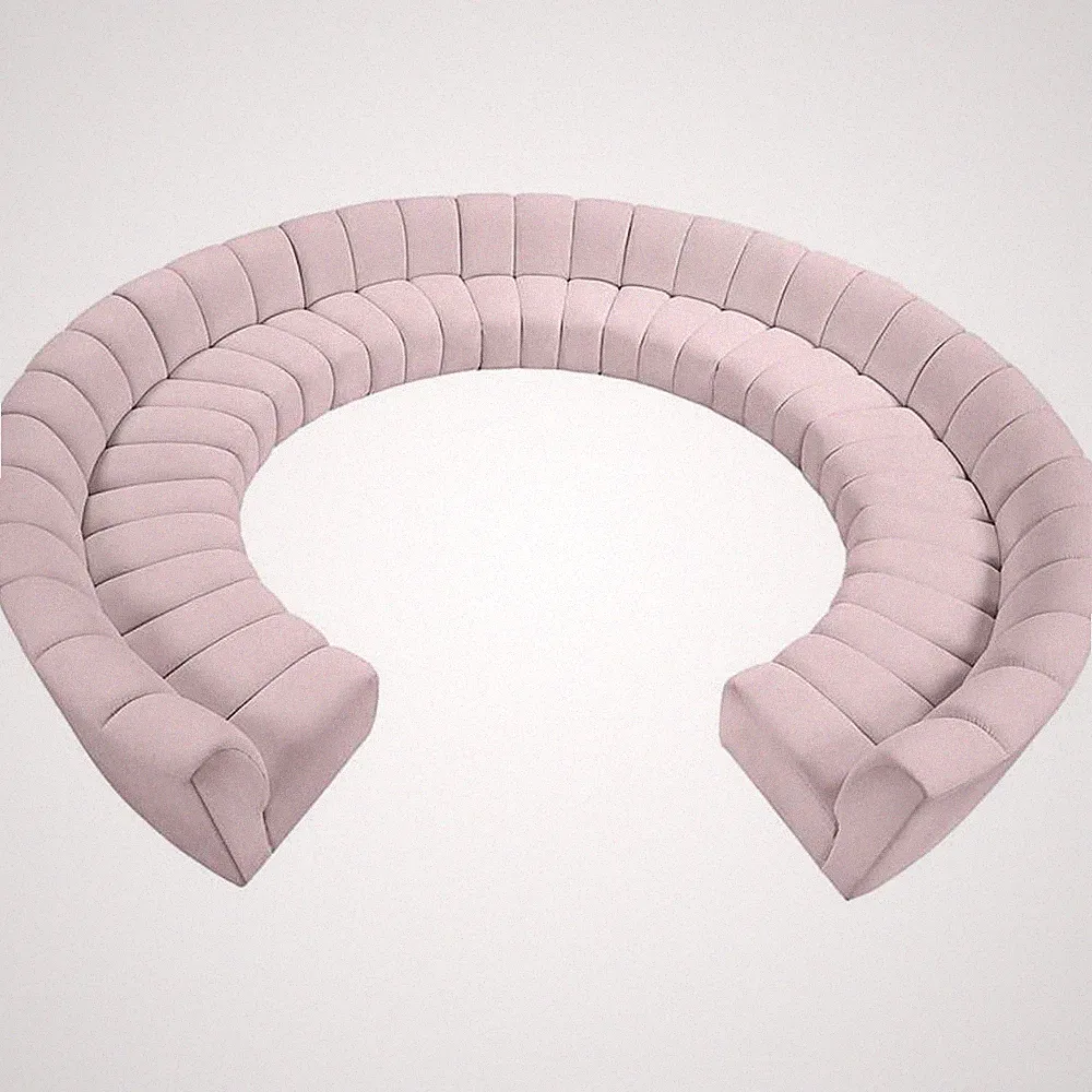 Maklaine 11-Piece Modular Contemporary Velvet Sectional Sofa in Pink