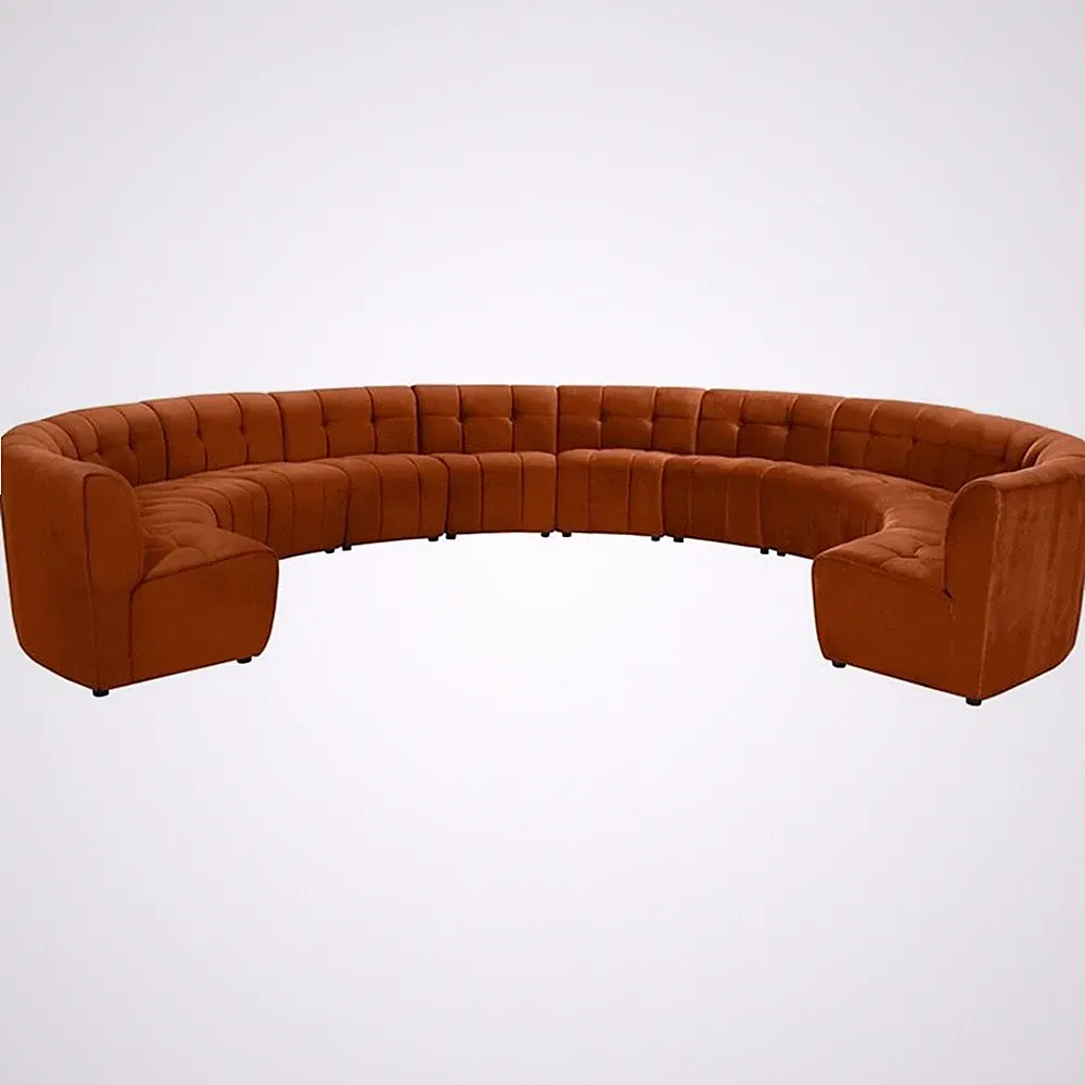 Maklaine 12-Piece Modular Contemporary Velvet Sectional Sofa in Mahogany
