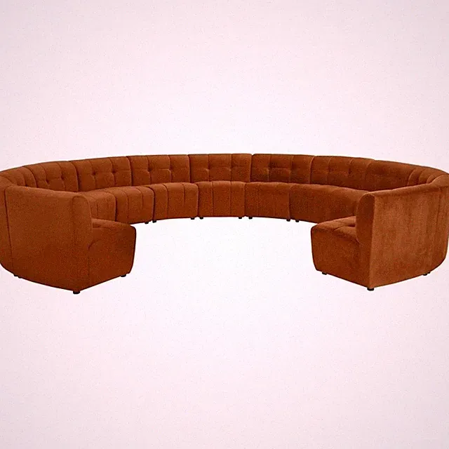 Maklaine 13-Piece Modular Contemporary Velvet Sectional Sofa in Mahogany