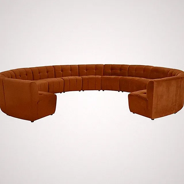 Maklaine 13-Piece Modular Contemporary Velvet Sectional Sofa in Mahogany