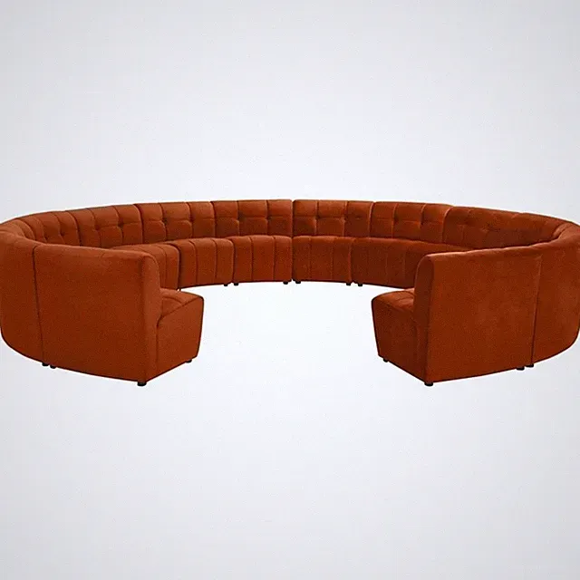 Maklaine 14-Piece Modular Contemporary Velvet Sectional Sofa in Mahogany