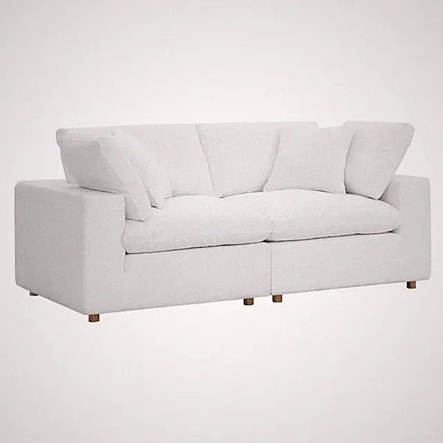 Maklaine 2-Piece Fabric Down Filled Sectional Sofa in Pure White