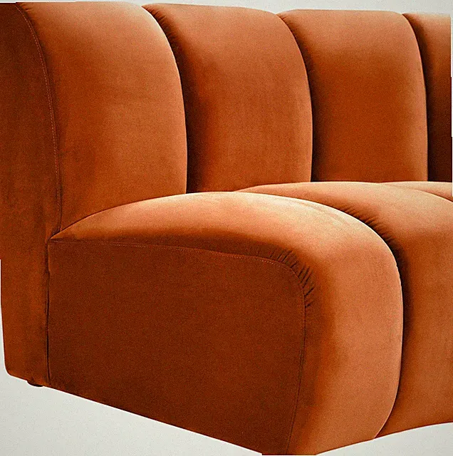 Maklaine 2pc Contemporary VelvetModular Sectional in Mahogany