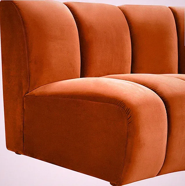 Maklaine 2pc Contemporary VelvetModular Sectional in Mahogany