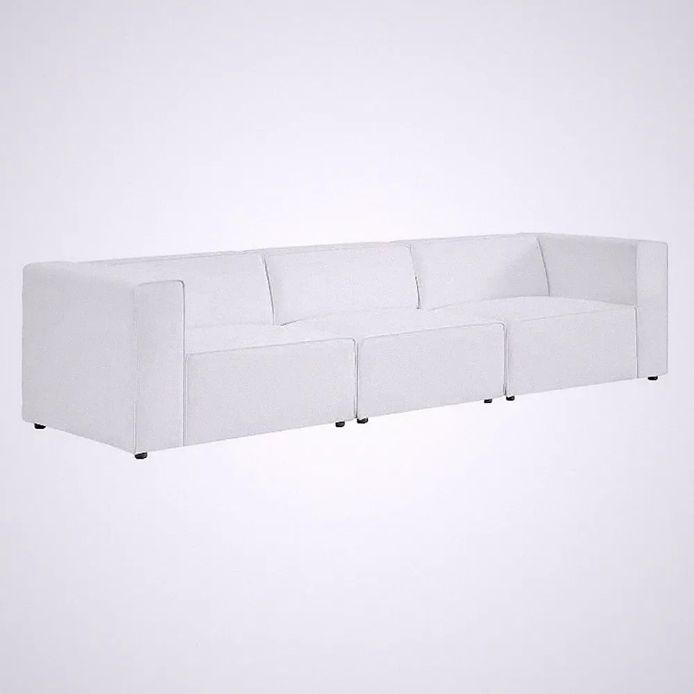 Maklaine 3-Piece Modern Faux Leather Sectional Sofa in White