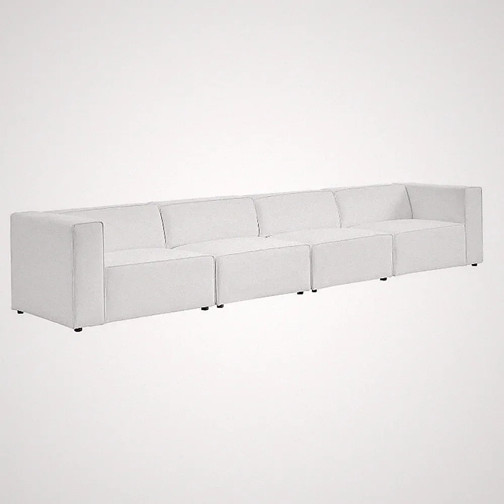 Maklaine 4-Piece Modern Faux Leather Sectional Sofa in White