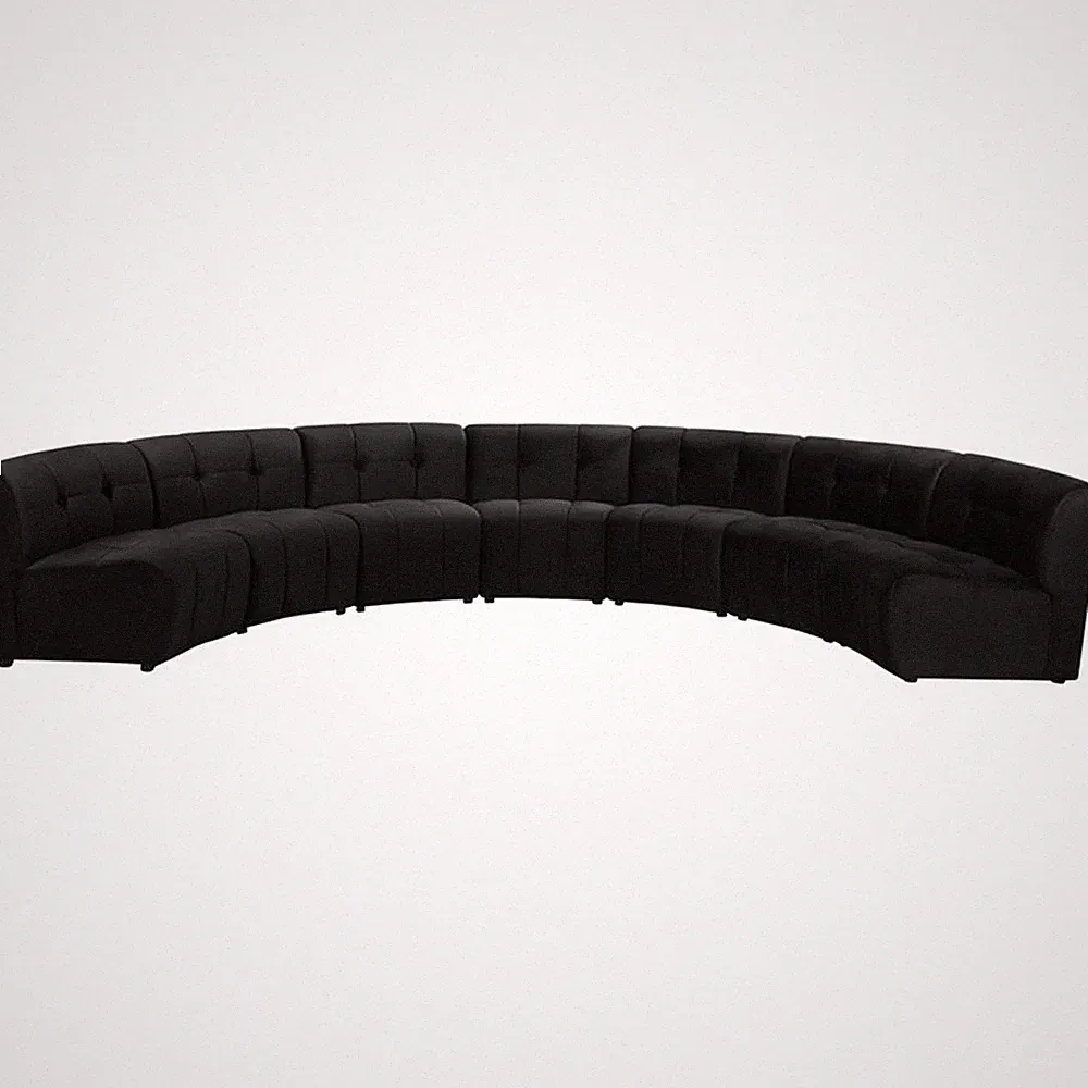 Maklaine 7-Piece Modular Contemporary Velvet Sectional Sofa in Black