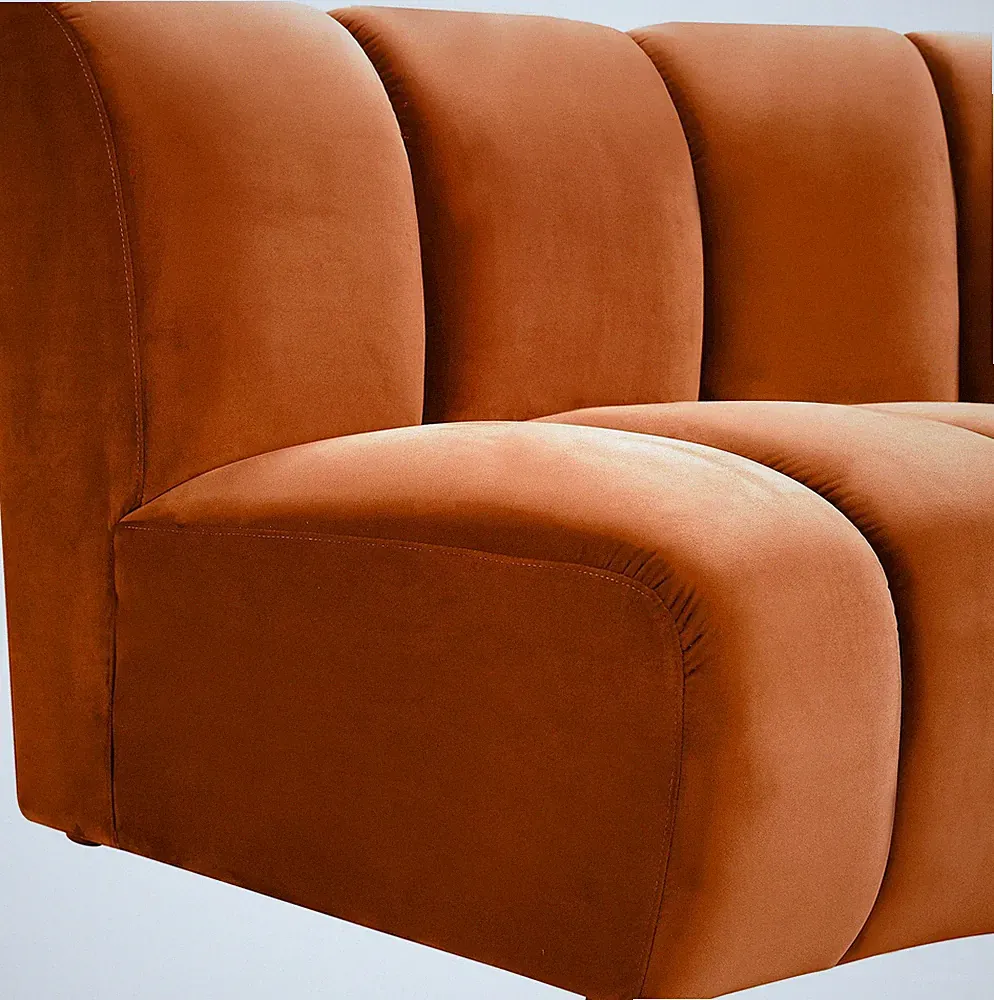 Maklaine 8-Piece Modular Contemporary Velvet Sectional Sofa in Mahogany