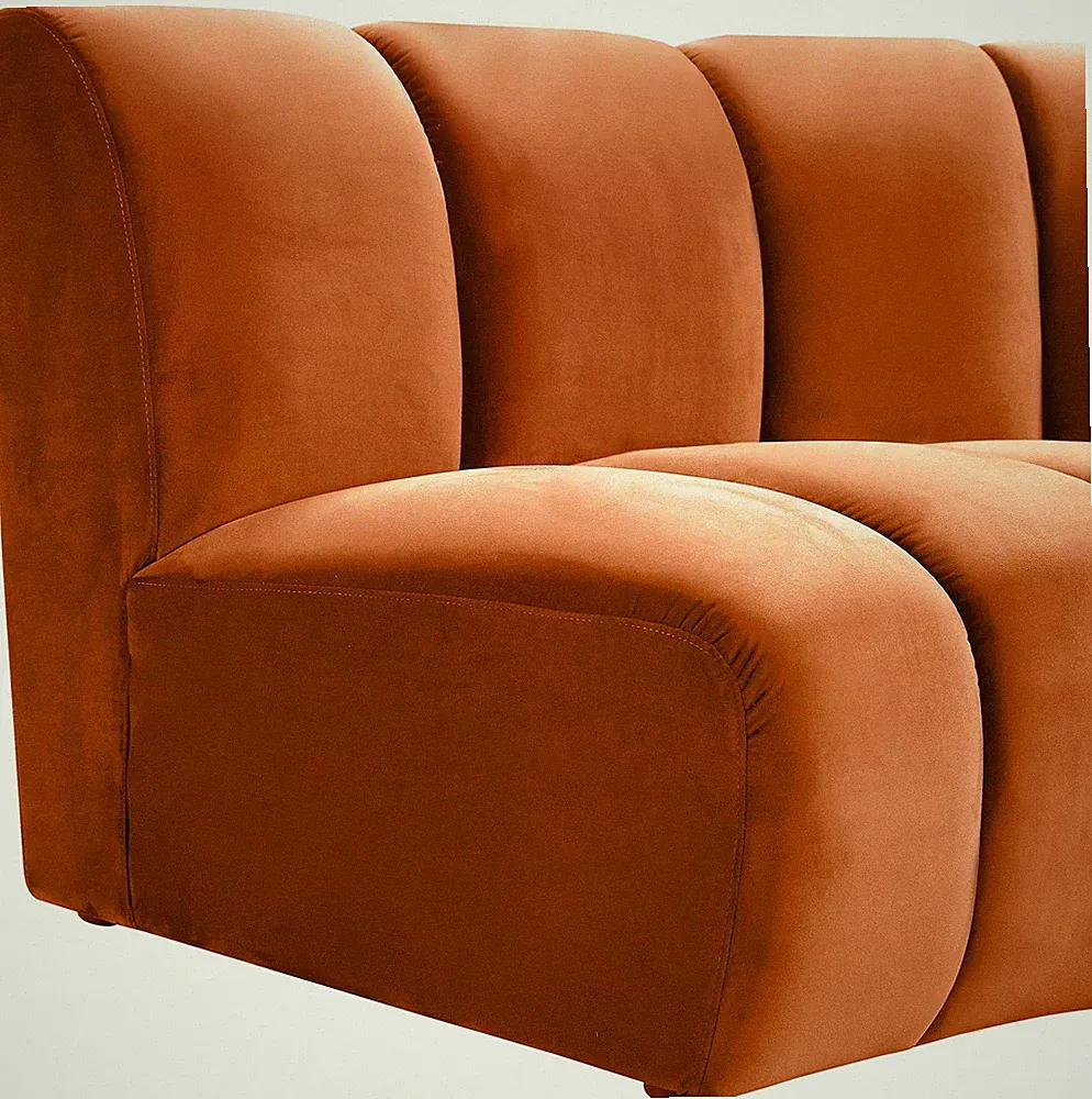 Maklaine 8-Piece Modular Contemporary Velvet Sectional Sofa in Mahogany