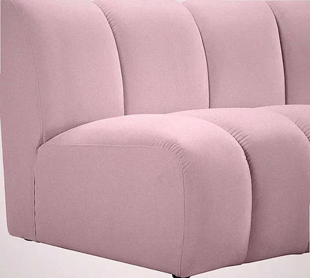 Maklaine 8-Piece Modular Contemporary Velvet Sectional Sofa in Pink