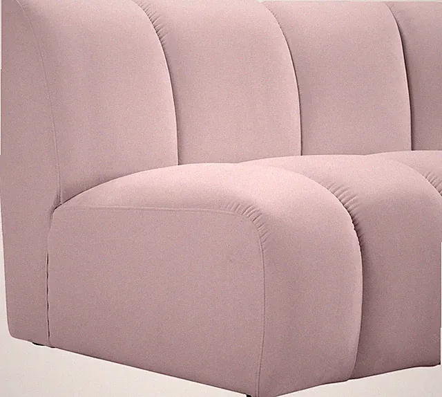 Maklaine 8-Piece Modular Contemporary Velvet Sectional Sofa in Pink